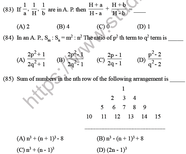 JEE Mathematics Sequence And Series MCQs Set B, Multiple Choice Questions